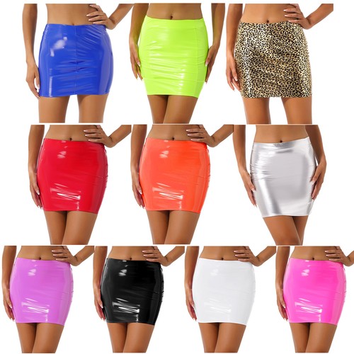Damen minirock kurz lack leder - kurz,
